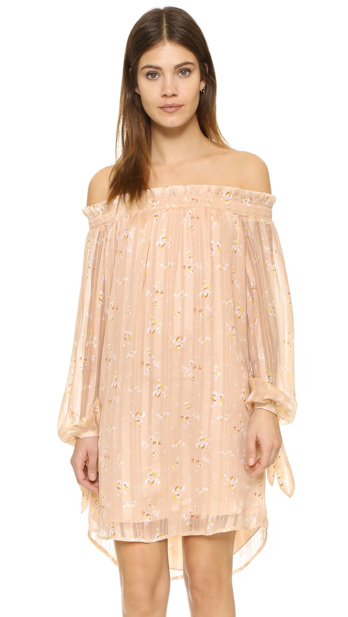 Wayf Off Shoulder Dress - Pink Bouquet Print | Shopbop