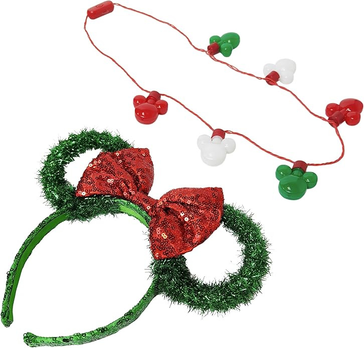 Disney Minnie Christmas Headband and Light-Up Necklace Set – Kids Holiday Accessory Gift Set, A... | Amazon (US)