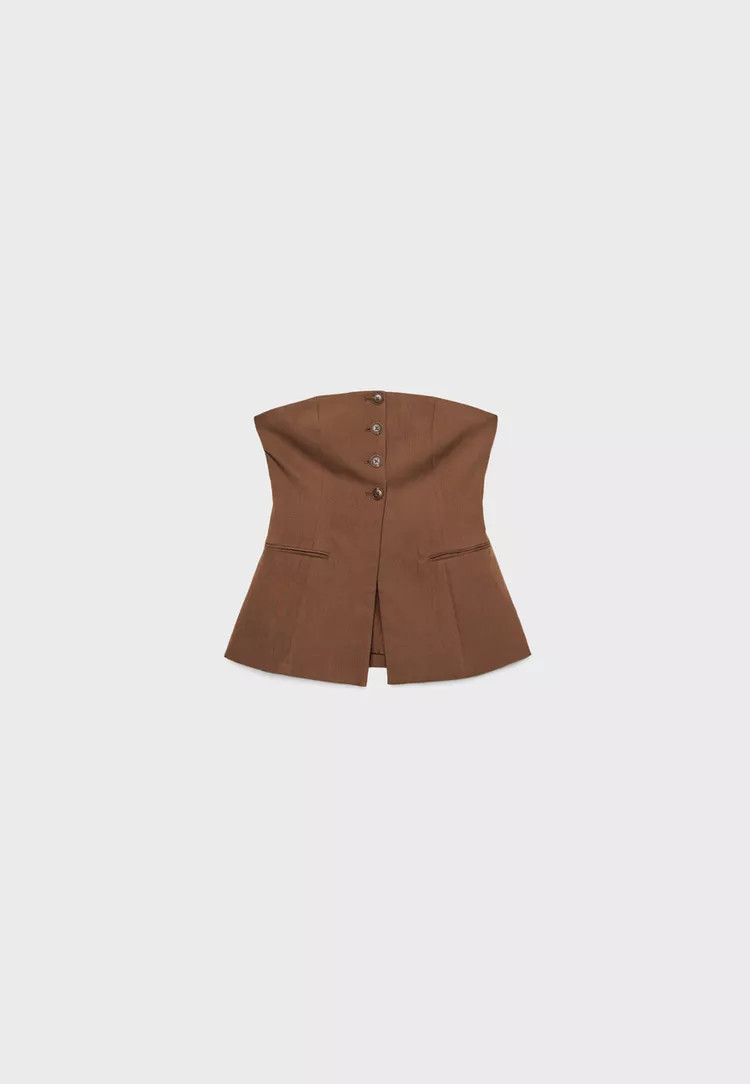 Textured bustier top with buttons | Stradivarius (UK)