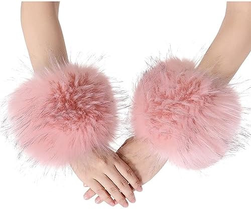 sy soul young Women's Faux Fur Wrist Cuffs Winter Fox Furry Wristbands Fluffy Fur Cuff Bracelet A... | Amazon (US)