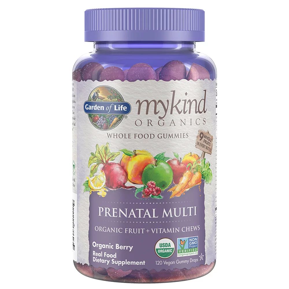 Garden of Life Mykind Organics Prenatal Gummy Multi, Berry, 120 Organic Fruit Chews | Walmart (US)