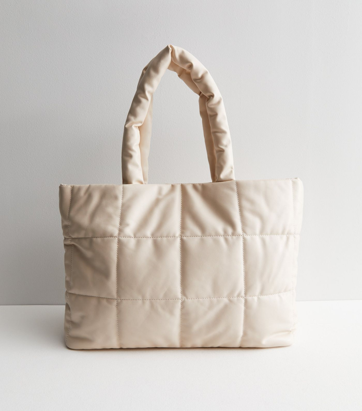 Cream Leather-Look Quilted Puffer Tote Bag | New Look | New Look (UK)