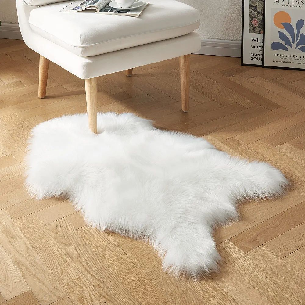 Rainlin Ultra Soft Fluffy Faux Fur Sheepskin Rugs for Bedroom Living Room White Fuzzy Washable Ho... | Amazon (US)