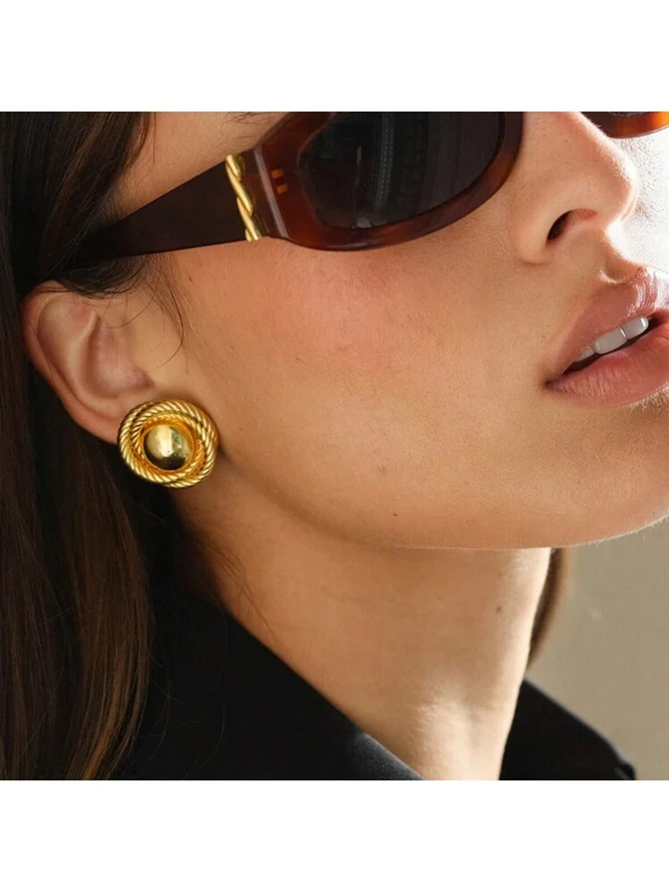 S SHOPBOHO 1 Pair Dainty Waterproof Everyday Jewelry 18k Gold Plated Stainless Steel Knot Gold St... | SHEIN
