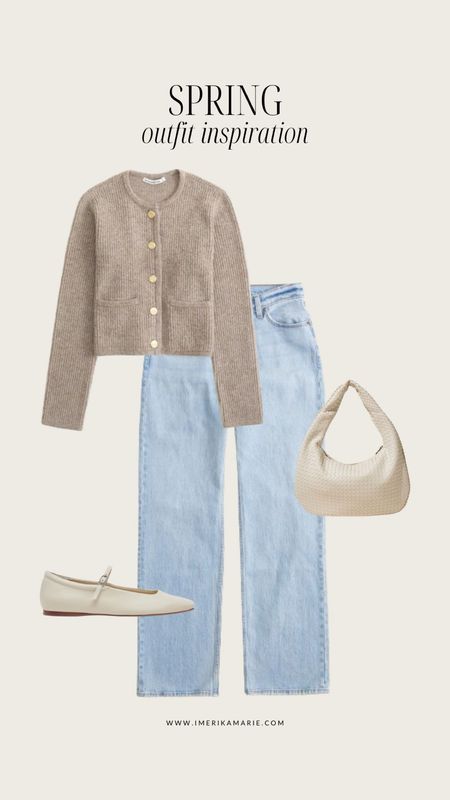 Spring outfit. Cardigan. Date night. Jeans. Ballet flats. Woven bag

#LTKfindsunder100 #LTKfindsunder50 #LTKSeasonal