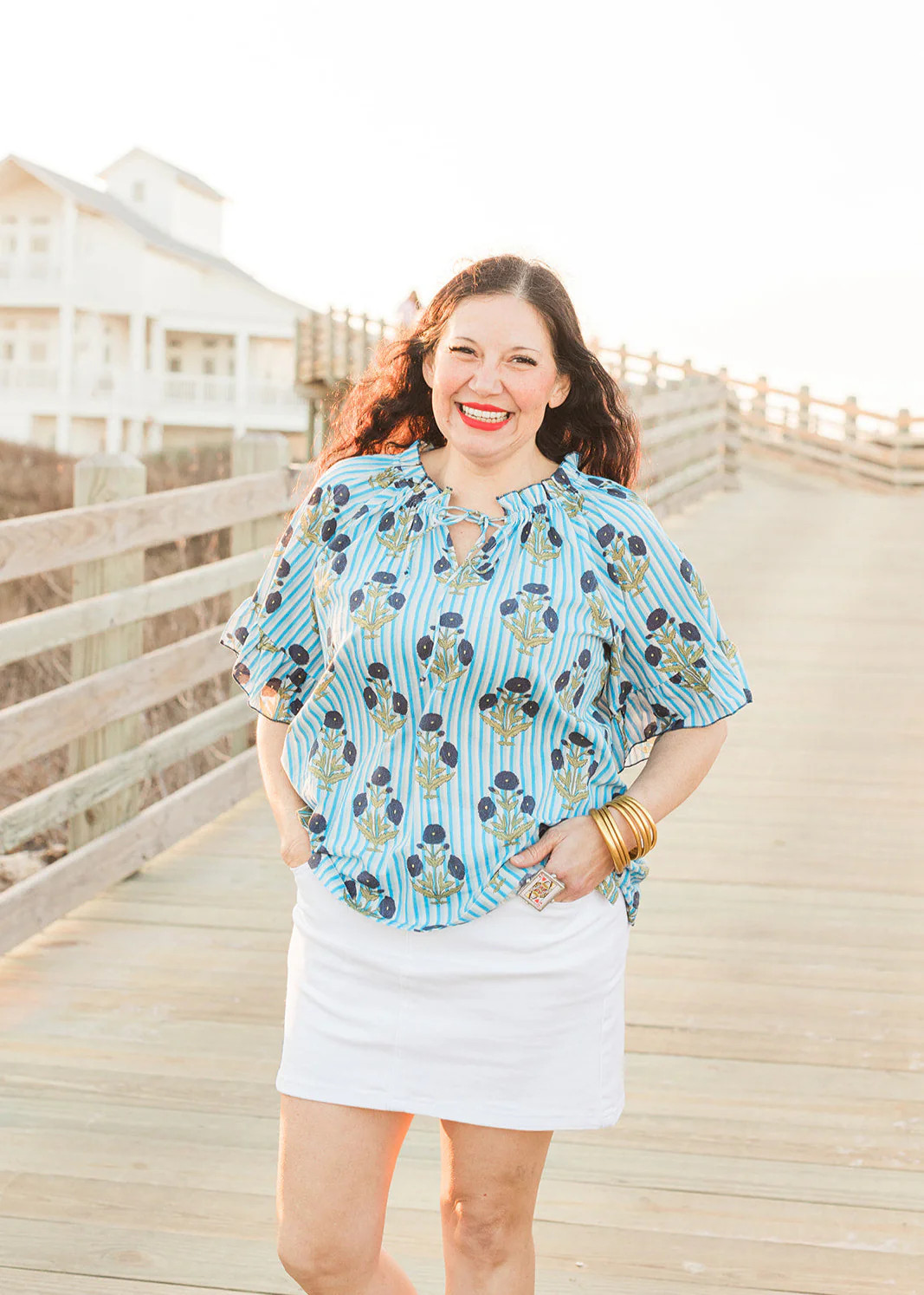 The Bell Top- Blue Stripe | Layerz Clothing