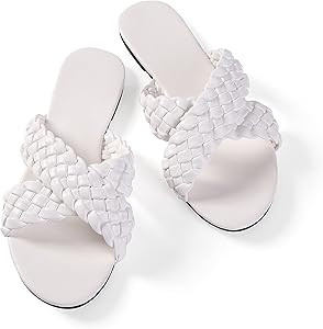 Amazon.com | Women Flat Sandals Woven Crossover Leather Fashion Braided Weave Sandals Sandals (Weave | Amazon (US)