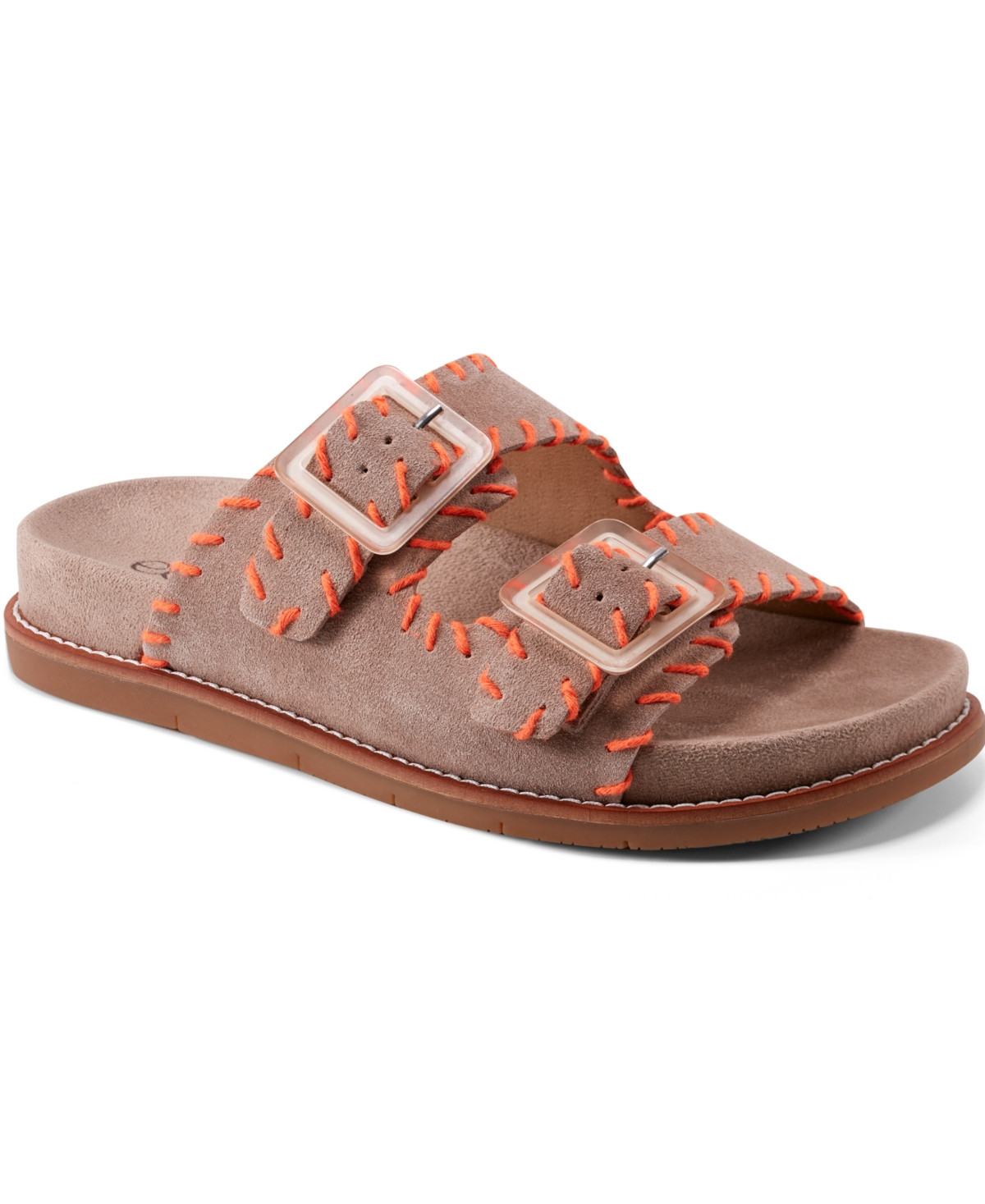 Earth Women's Fausto Stitched Double Band Slip-On Sandals - Taupe Suede | Macy's