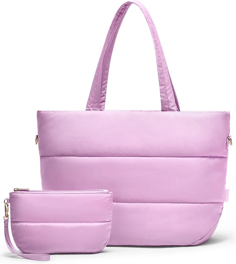 Puffer Tote Bag for Women, Lightweight Puffy Tote with Compartments, Shoulder Bag Crossbody Bags ... | Amazon (US)