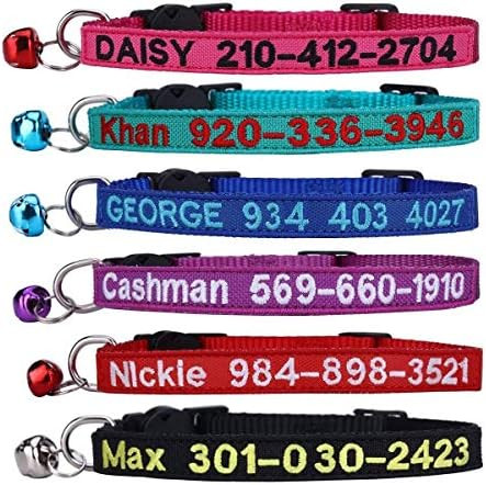 Cat Collar,Personalized Embroidered Nylon Cat ID Collars with Bell - Custom Text with Pet Name an... | Amazon (US)
