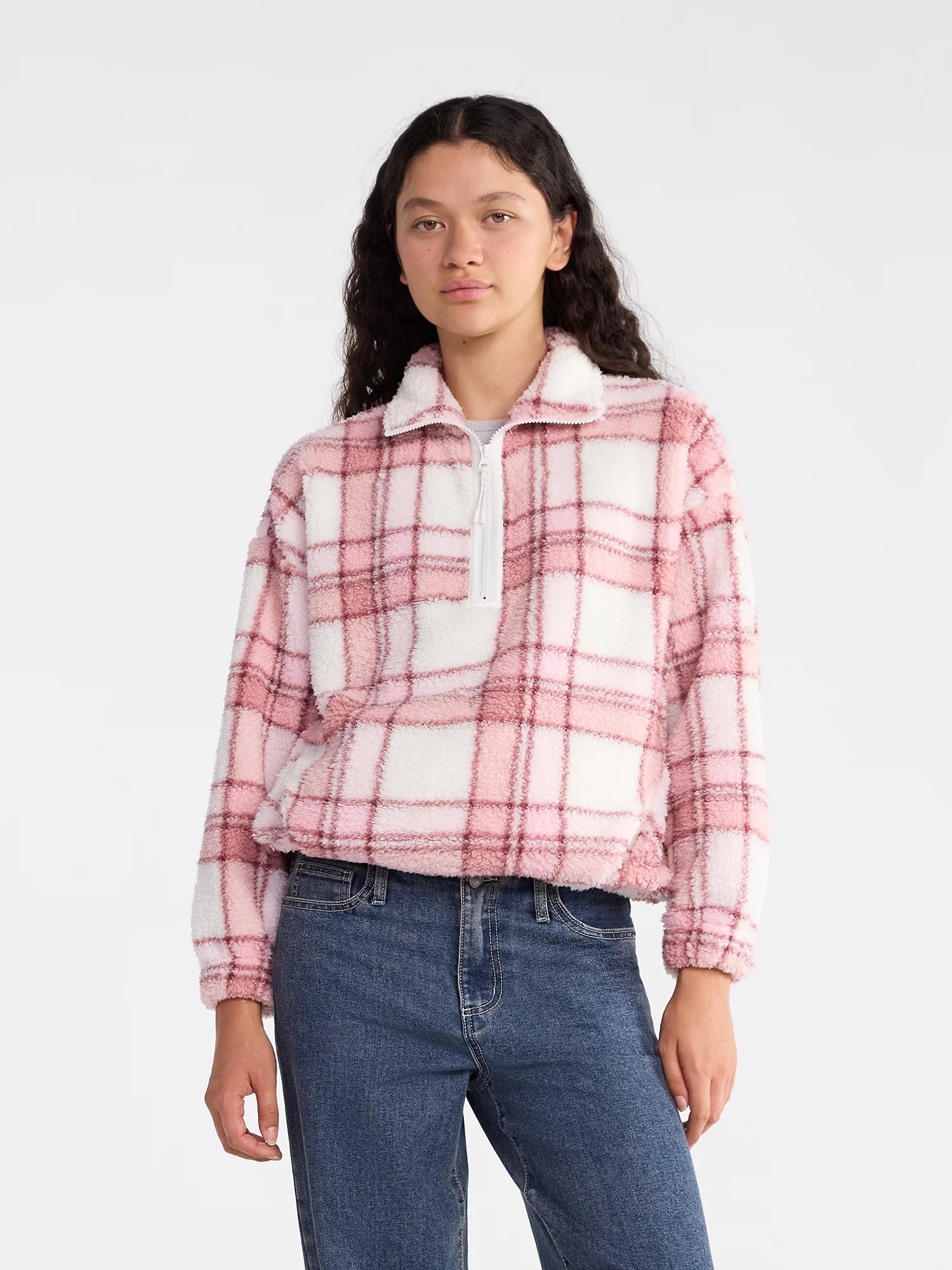 No Boundaries Plush Half-Zip Pullover, Women's | Walmart (US)