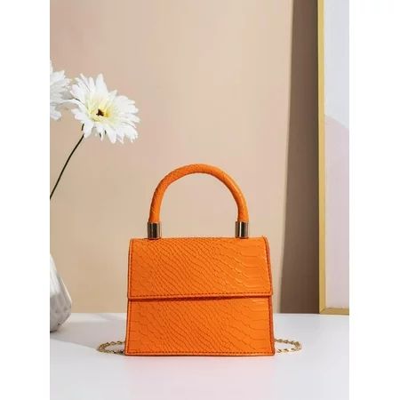 Women s Bags Mini Neon Orange Snakeskin Embossed Flap Square Bag WM2320220807 | Walmart (US)