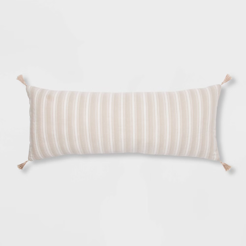 Oversized Oblong Texture Stripe Decorative Throw Pillow Natural - Threshold | Target