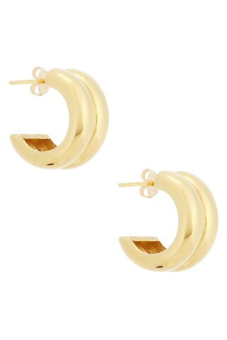 AGMES Giulia Hoop Earrings in Gold Vermeil - Metallic Gold. Size all. | FWRD 