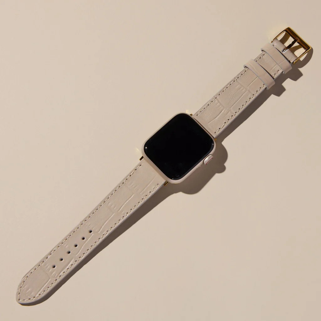 Cream Croc Apple Watch Band | Nickel and Suede