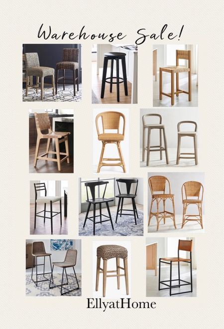 Summer warehouse sales at Pottery Barn! Shop best sellers kitchen counter stools! Buy individual or in sets. Neutrals, black, wood. Neutral, classic kitchen style. 

#LTKFind #LTKhome #LTKsalealert