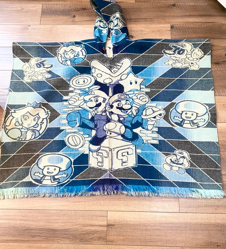 Super Mario Bros Brothers Poncho  Alpaca Blend Mario Bris gift Poncho | Etsy (US)