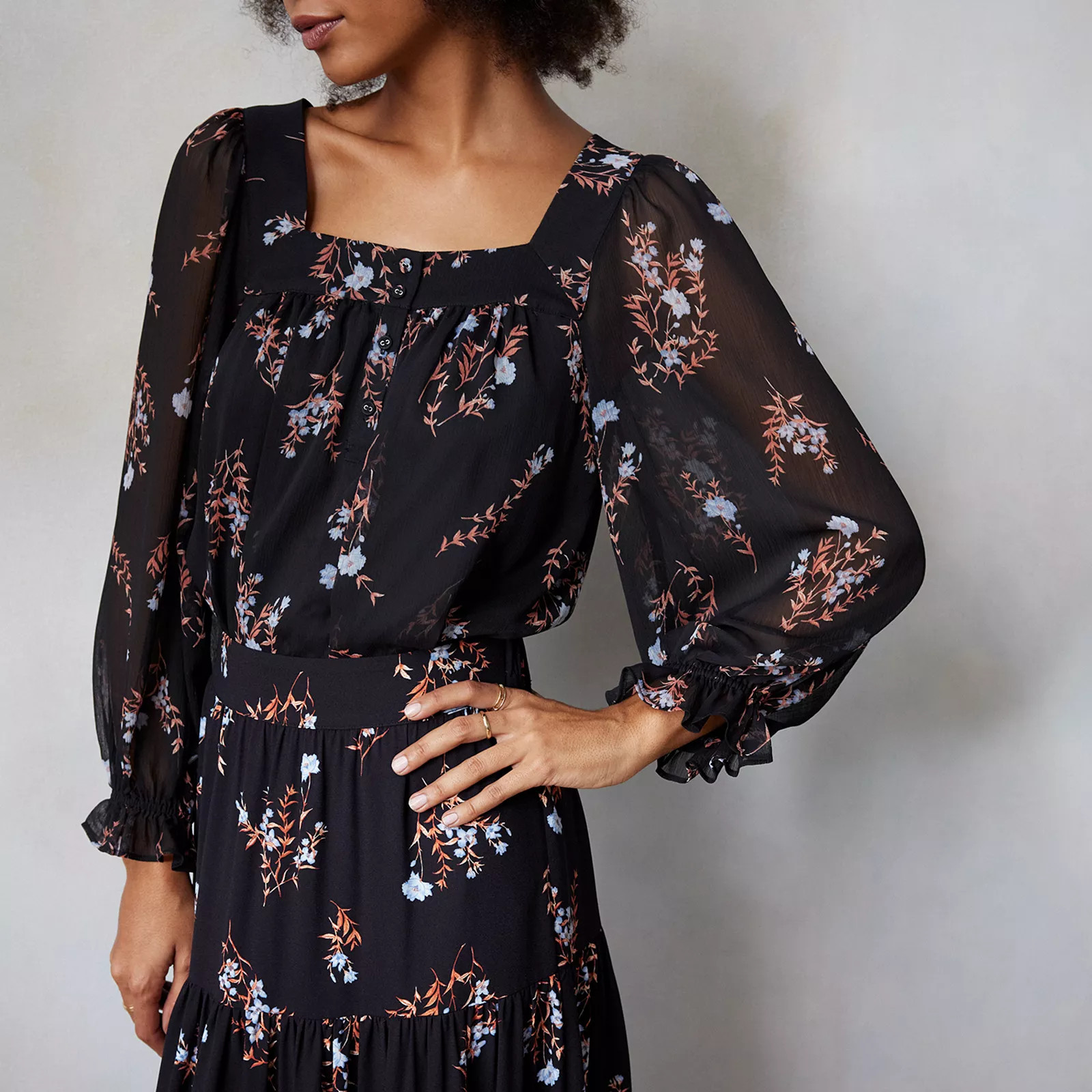 Women's LC Lauren Conrad Henley Puff Sleeve Peasant Top | Kohl's