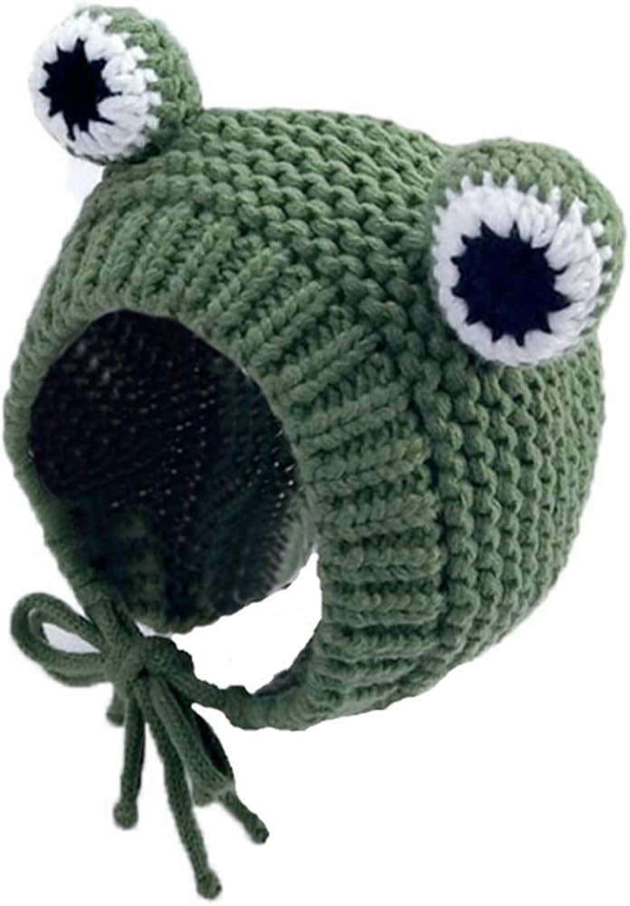 MINGSEECESS Kids Knitted Beanie Hat Cute Frog Cartoon Winter Warmer Cap with Big Eyes for Baby Bo... | Amazon (US)