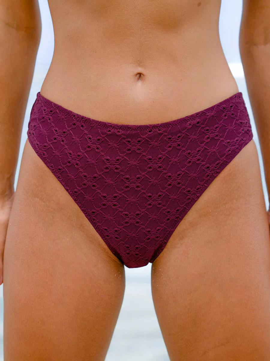 Burgundy Textured Tankini Bottom & Reviews - Burgundy - Sustainable Tankinis | BERLOOK | BERLOOK