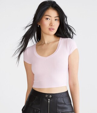 Seriously Soft Ribbed V-Neck Baby Tee | Aeropostale