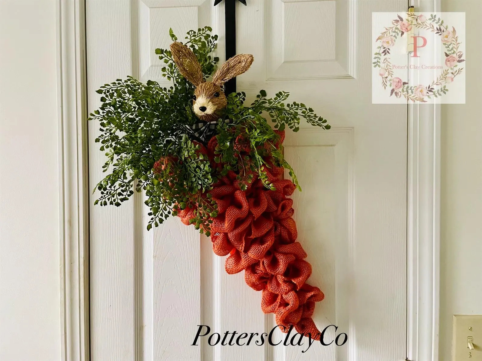 Easter Spring Carrot Bunny Rabbit Burlap Wreath or Door Hanger Nursery Decor - Etsy | Etsy (US)