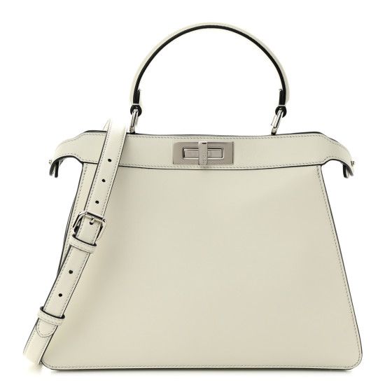 Fendi Vitello Seta Nappa Fendi Roma Stampa Medium Peekaboo I SEE U Satchel White Black | FASHIONPHILE (US)