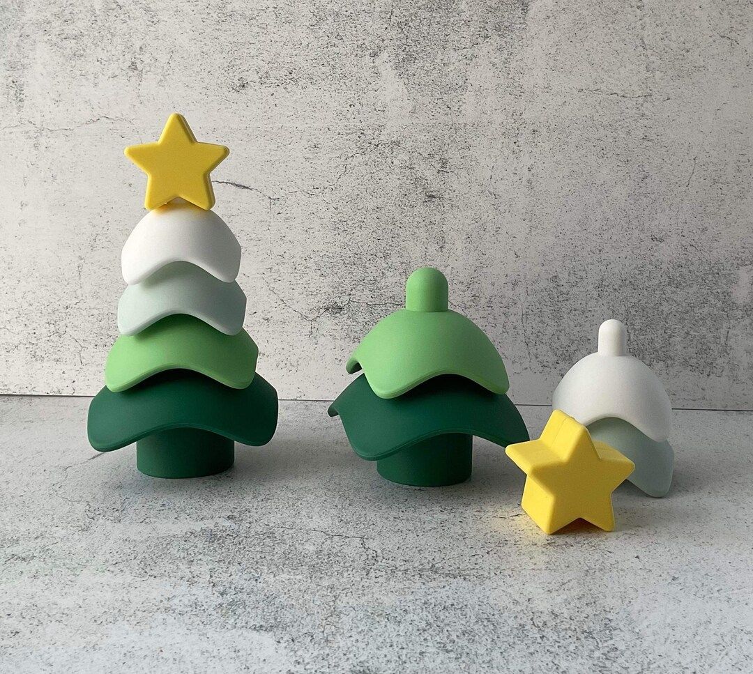 Silicone Stacking Toy, Holiday Tree Stacking Toy, Silicone Stacker, Easy to Clean Stacking Toy | Etsy (US)