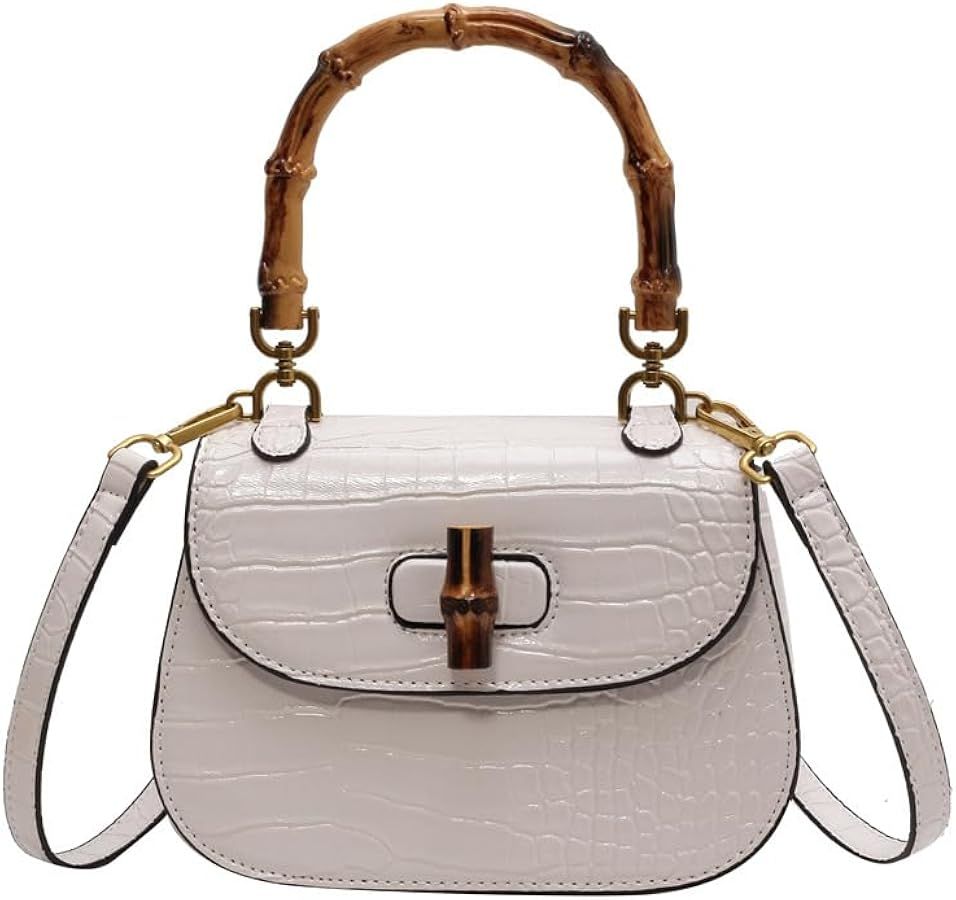 Women Handbag artificial leather Bamboo Top handle Crossbody bag Elegant Purse Evening bag Gift f... | Amazon (US)