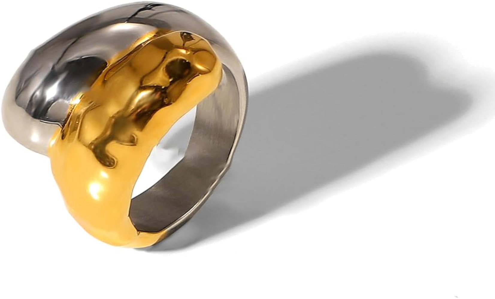 Chunky Cross Gold & Silver Color Ring | Bold Gothic Stainless Steel Jewelry | Amazon (US)