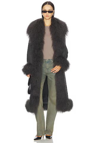 Susanna Chow Dorothy Suede Maxi Coat in Graphite from Revolve.com | Revolve Clothing (Global)