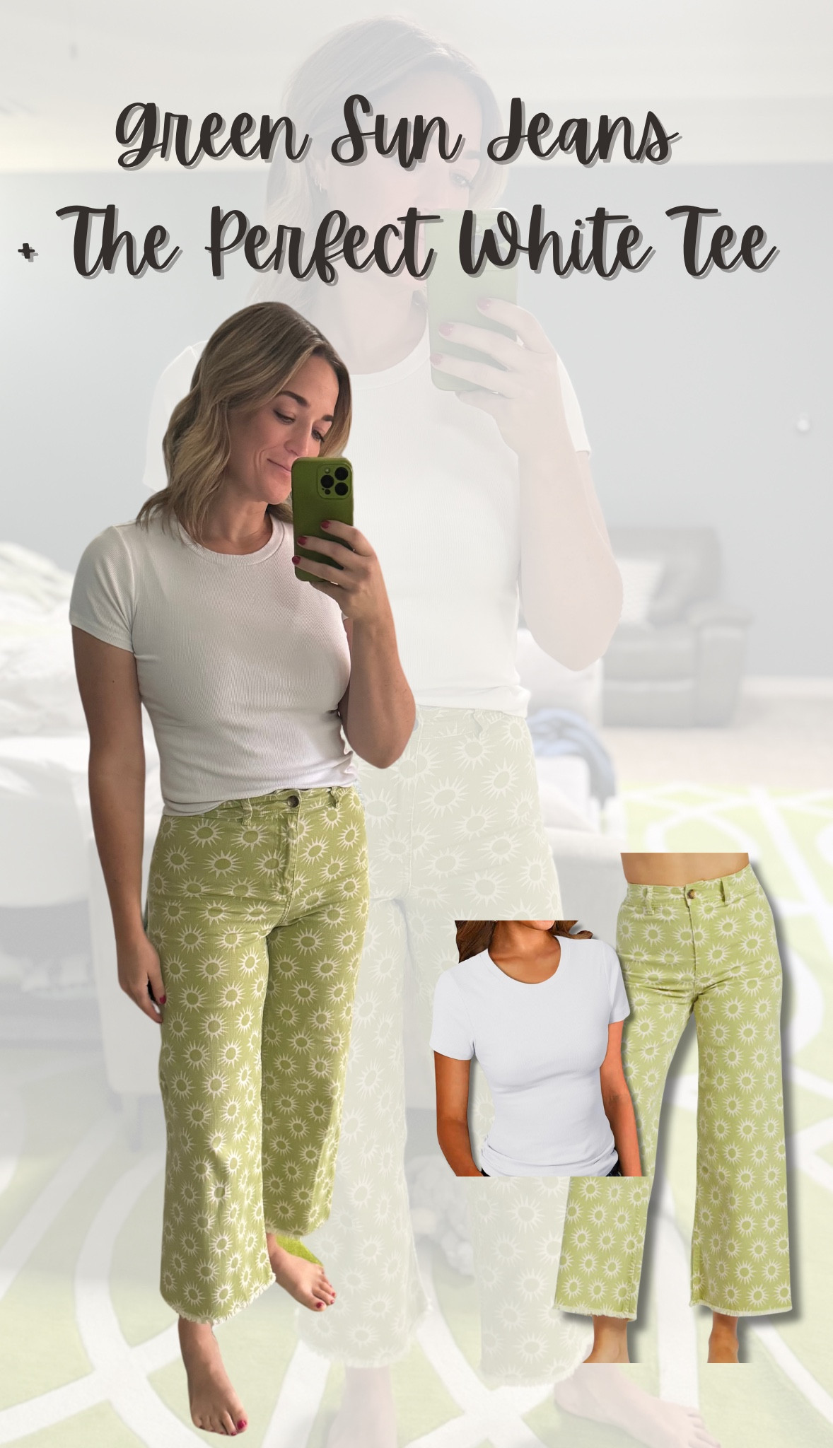 This is my current “go-to” outfit!! You know the ones where you just feel so good in?? That’s this one for me. These are my favorite jeans on the planet and the tee just can’t be beaten! 🙌🏻🙌🏻 I size up in the shirt and am my regular size in the jeans. I’m 5’10” and they both hit me at the perfect length!