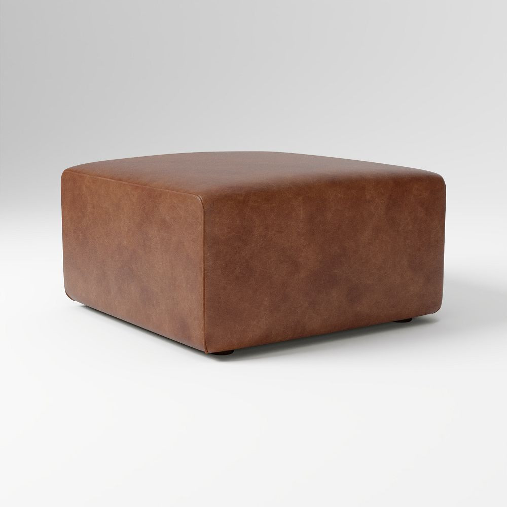 Leo Motion Leather Ottoman | West Elm (US)