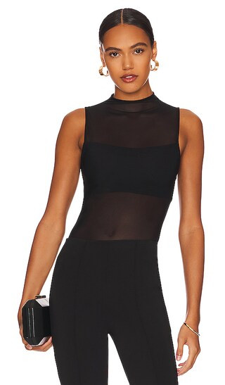 Alice + Olivia Nichol Mesh Bodysuit in Black. - size L | Revolve Clothing (Global)