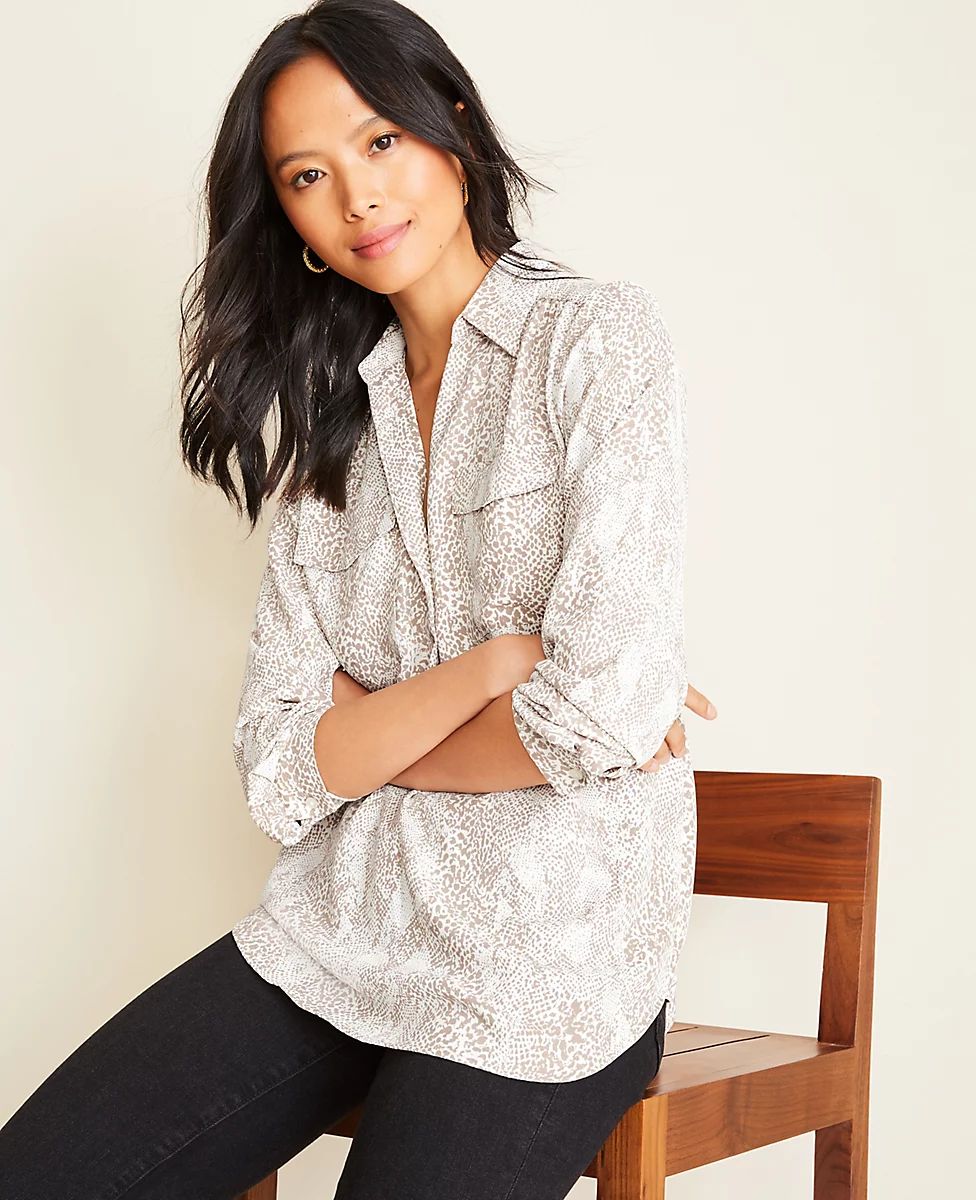 Snake Print Camp Shirt | Ann Taylor | Ann Taylor (US)