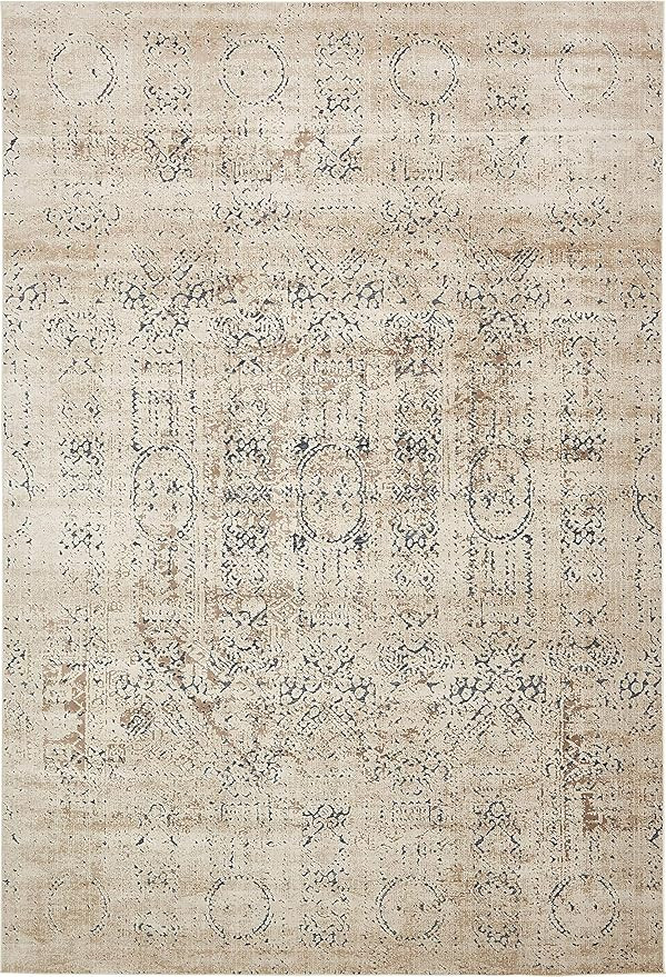 Unique Loom Chateau Collection Distressed Vintage Traditional Textured Beige Area Rug (10' 0 x 14... | Amazon (US)