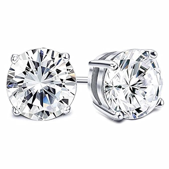 Sllaiss Set with Swarovski Zirconia Stud Earrings for Women Made of Sterling Silver Round-Cut 4-Pron | Amazon (US)