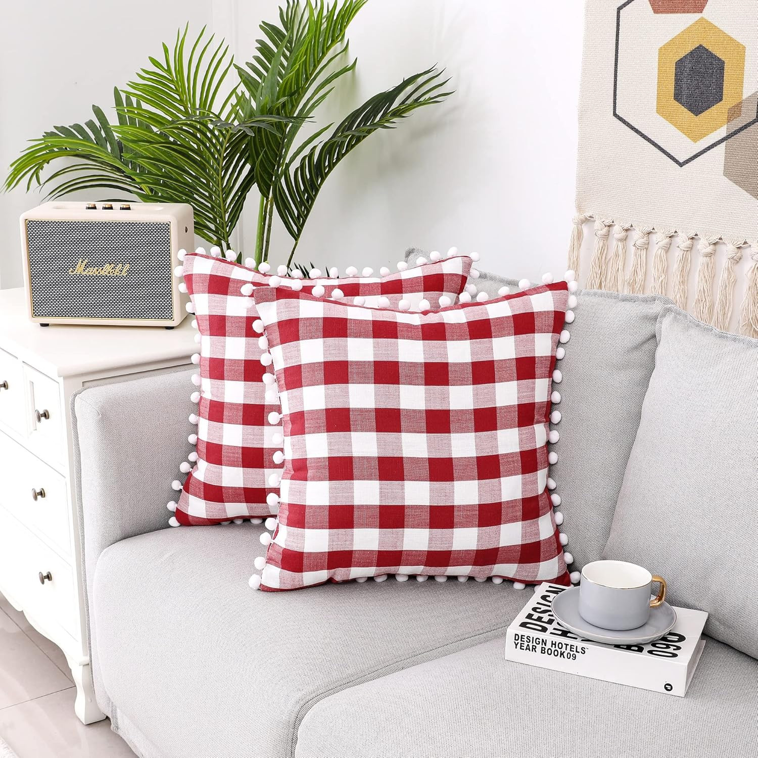 Buffalo Check Throw Pillow Covers Set of 2, Red and White Buffalo Plaid Square Patterm 18x18 Inch... | Amazon (US)