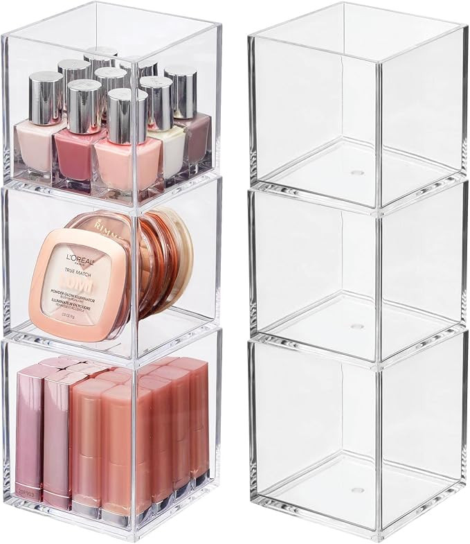 mDesign Square Cosmetic Organizer for Bathroom, Bedroom, or Vanity Countertop and Drawers - Stora... | Amazon (US)