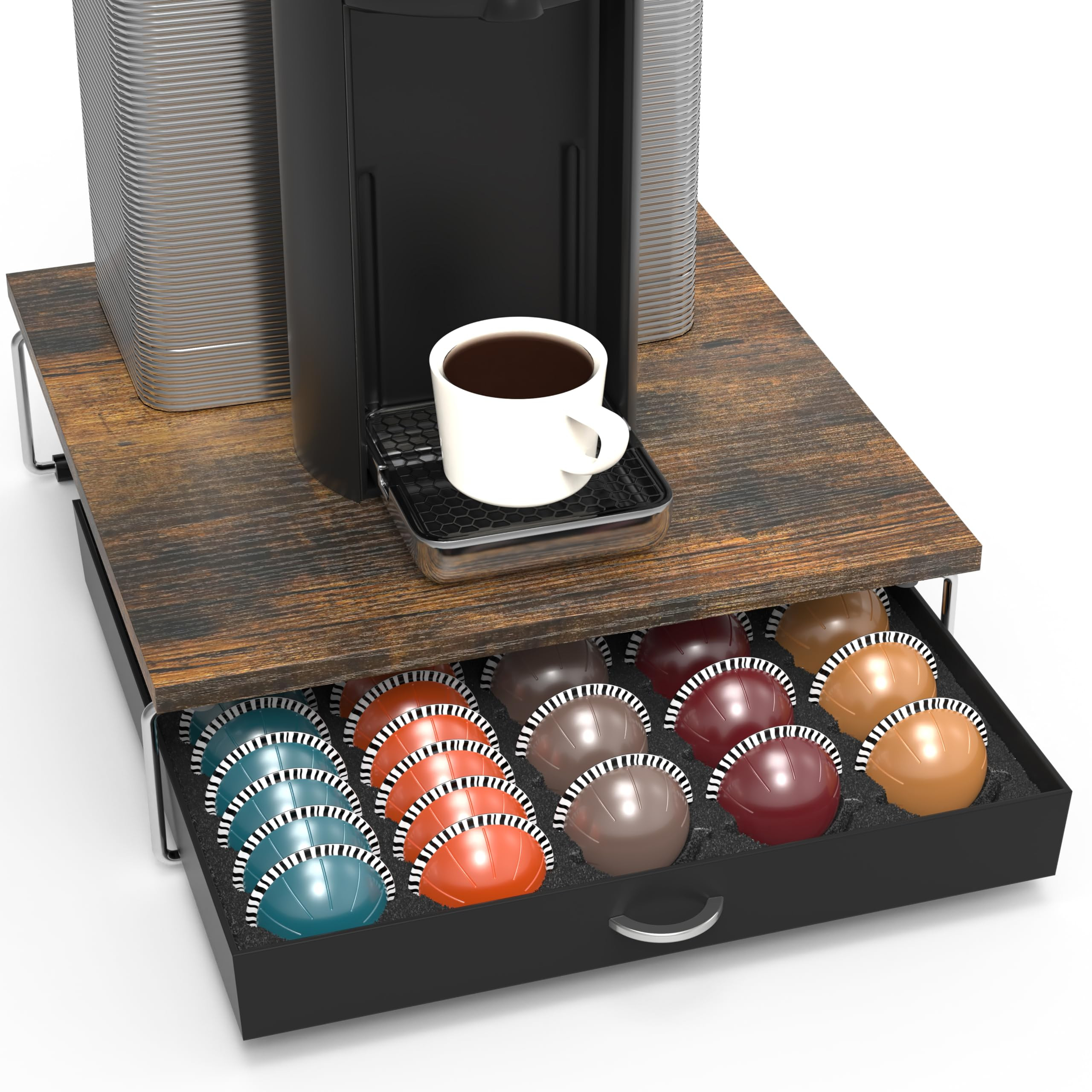 DecoBrothers Supreme Vertuoline Drawer, Holds with 30 Big or 60 Small Vertuoline Pods, Rustic Bro... | Amazon (US)
