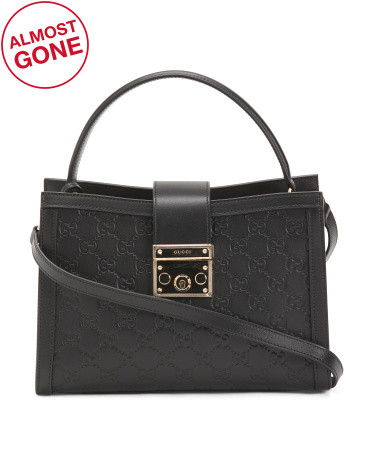 Made In Italy Leather G G Padlock Satchel With Shoulder Strap | TJ Maxx