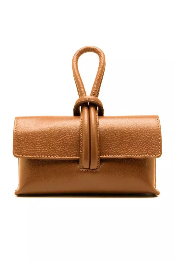 Elegant Italian Leather Tie Closure Clutch Crossbody Bag  with Long Strap | Boohoo.com (UK & IE)