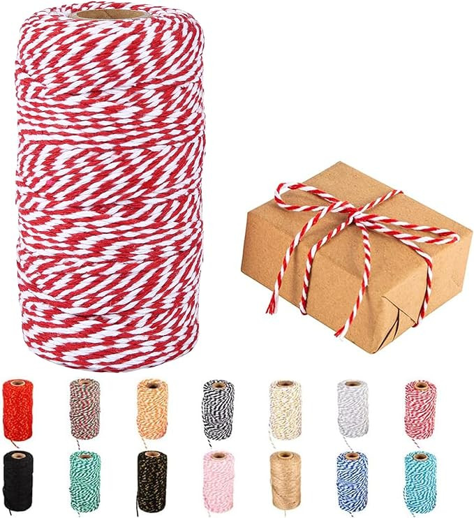 Cotton Twine, 328 Feet Red & White - Craft & Wedding Decor, Butchers & Christmas Wrapping String | Amazon (US)