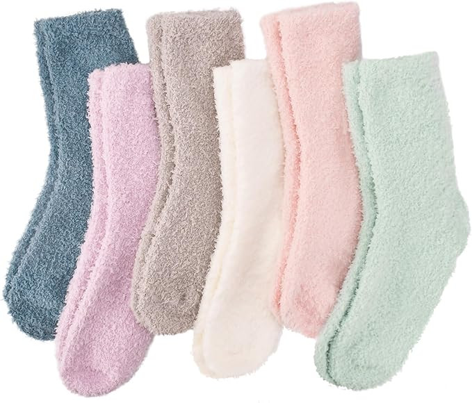 Fuzzy Socks Gifts for Women - Cozy Fluffy Winter Soft Warm Plush Slipper Socks - Christmas Stocki... | Amazon (US)