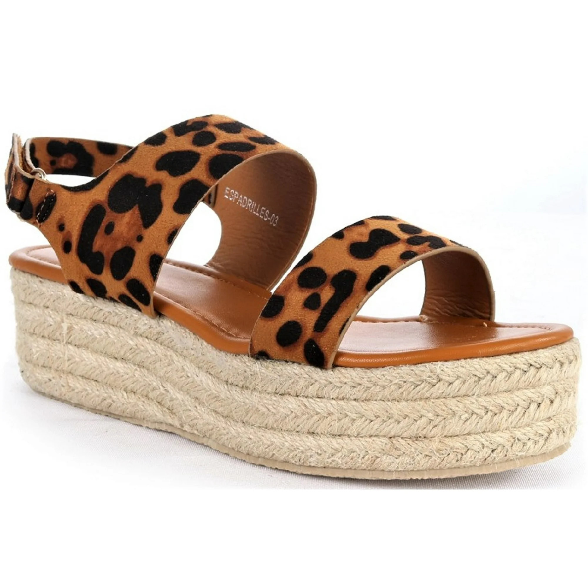 bella luna espadrille-03 women espadrille slingback flatform platform gladiator sandal leopard7.5 | Walmart (US)