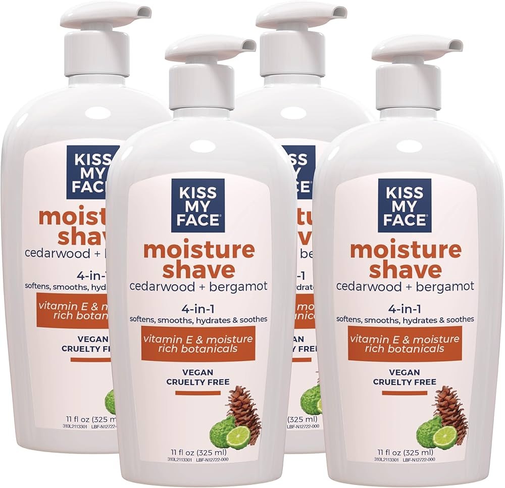 Kiss My Face Fragrance Free Moisture Shave, Cedarwood and Bergamot, 4 In 1 Shaving Cream, Cruelty... | Amazon (US)