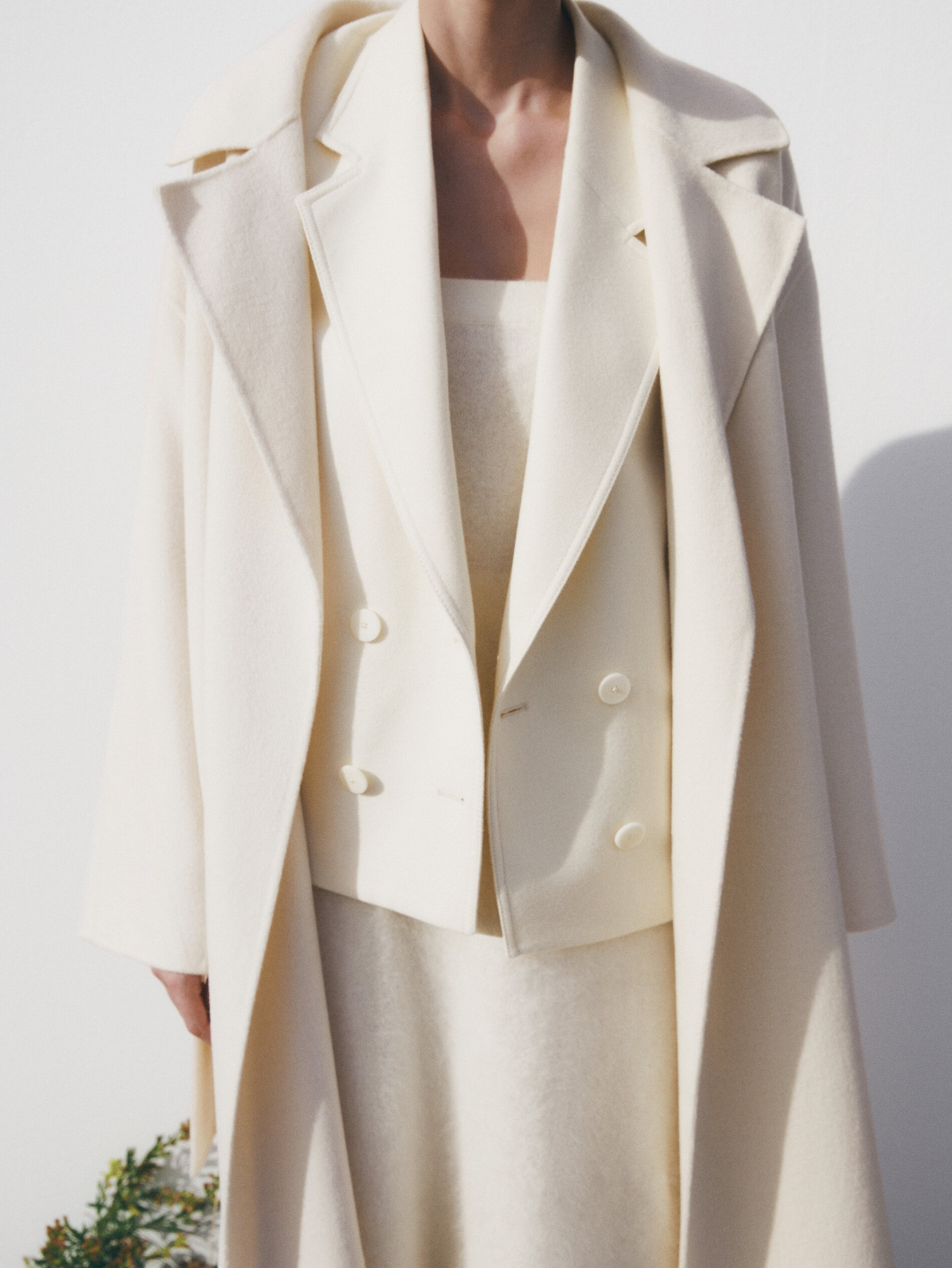 Wool blend robe coat with belt | Massimo Dutti US
