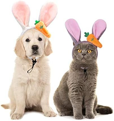 CooShou 2 Pieces Dog Easter Carrot Bunny Ears Headband Puppy Dog Easter Party Costume Rabbit Ears... | Amazon (US)