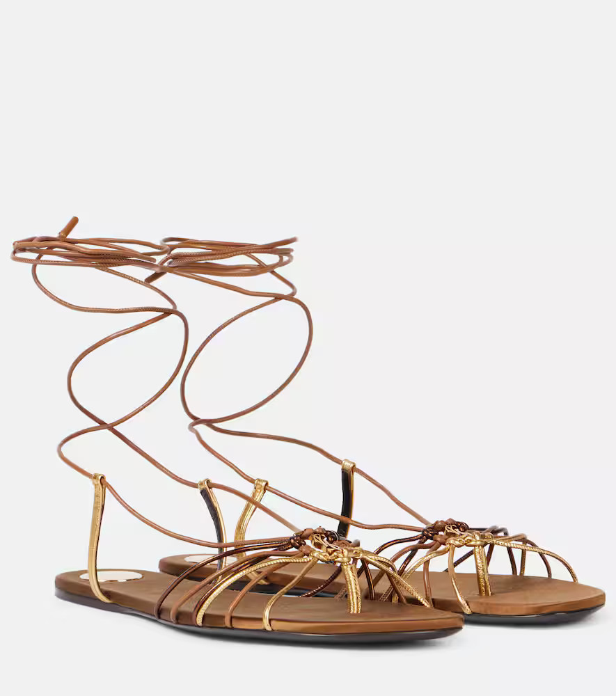 Saint Laurent Babylone Cassandre leather sandals | Mytheresa (US/CA)