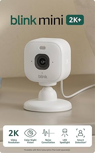 Blink Mini 2K+ (newest model) – Plug-in Home & Pet Security Camera with 2K video resolution, co... | Amazon (US)